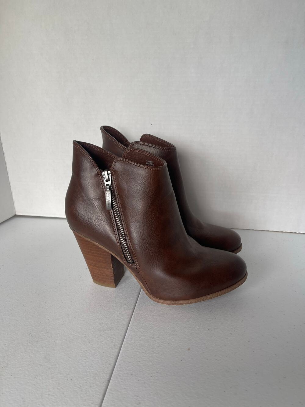 Michael By Michael Shannon Ginnie Side Zip Up Booties in Brown